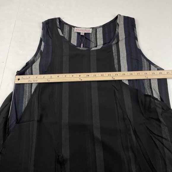 Pretty Angel Two Piece Multi layer Dress Tunic Women’s L Striped Gray Black - Picture 5 of 9